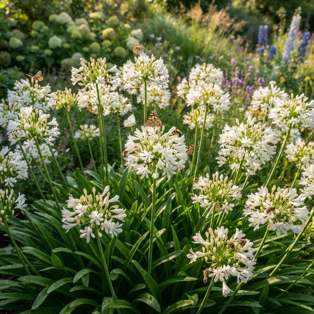 Agapanthus Praecox Alba Seeds - White African Lily Flower Seeds for Garden