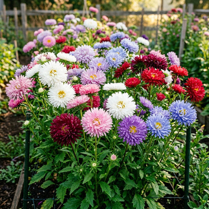 Aster Michaelmas Daisy 'Ostrich Plume Mix' Flower Seeds for Planting