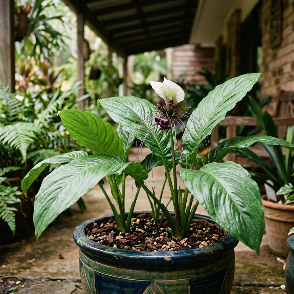 White Bat Flower Seeds for Indoor & Outdoor Planting - Tropical Decorative Flower Plants for Containers & Shade Gardens