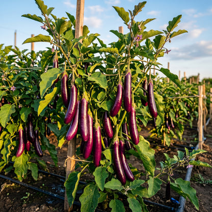Aubergine Farmer's Long F1 Seeds – Hybrid Eggplant Seeds for Home Garden