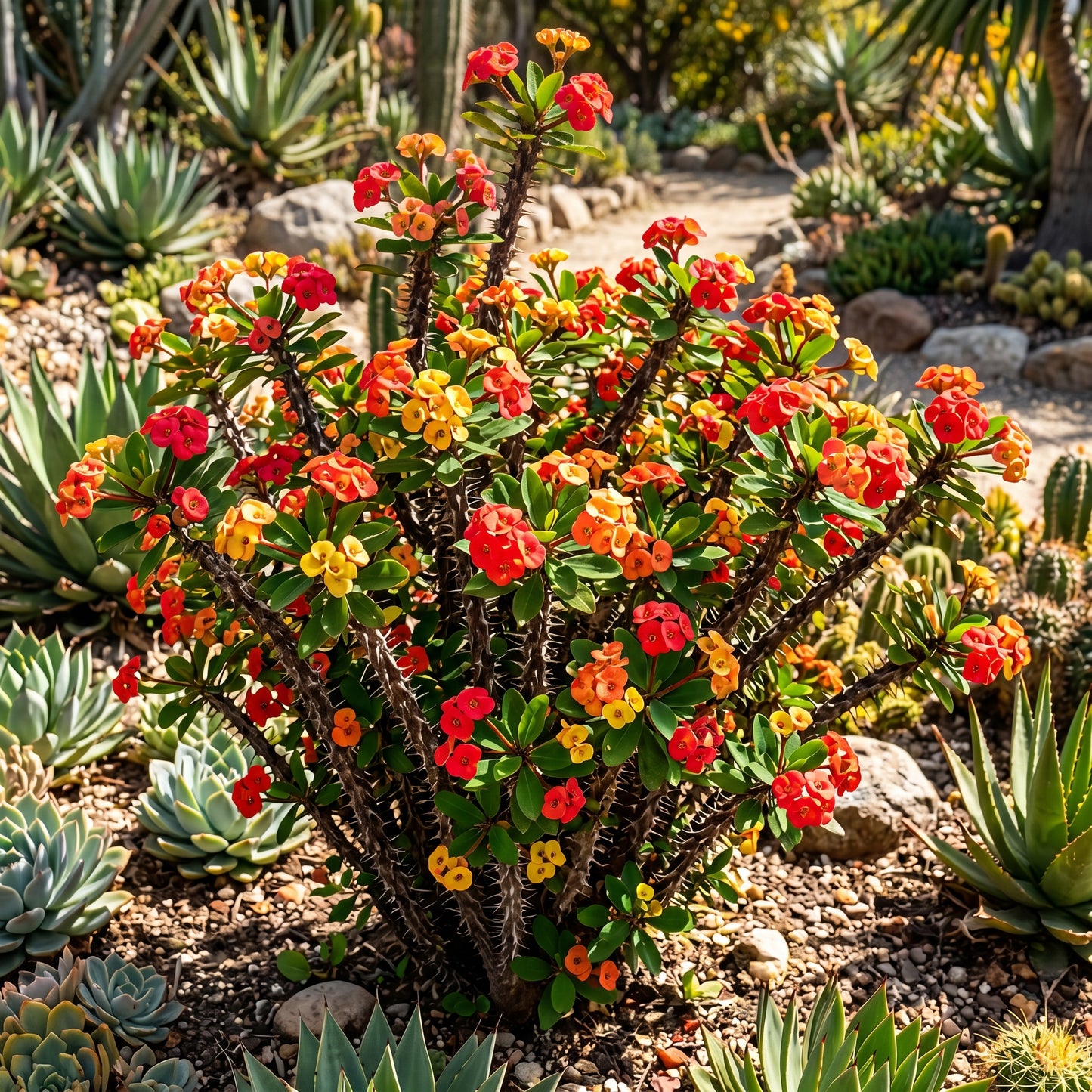 Crown of Thorns Plant (Euphorbia milii) – Variegated Euphorbia Plant