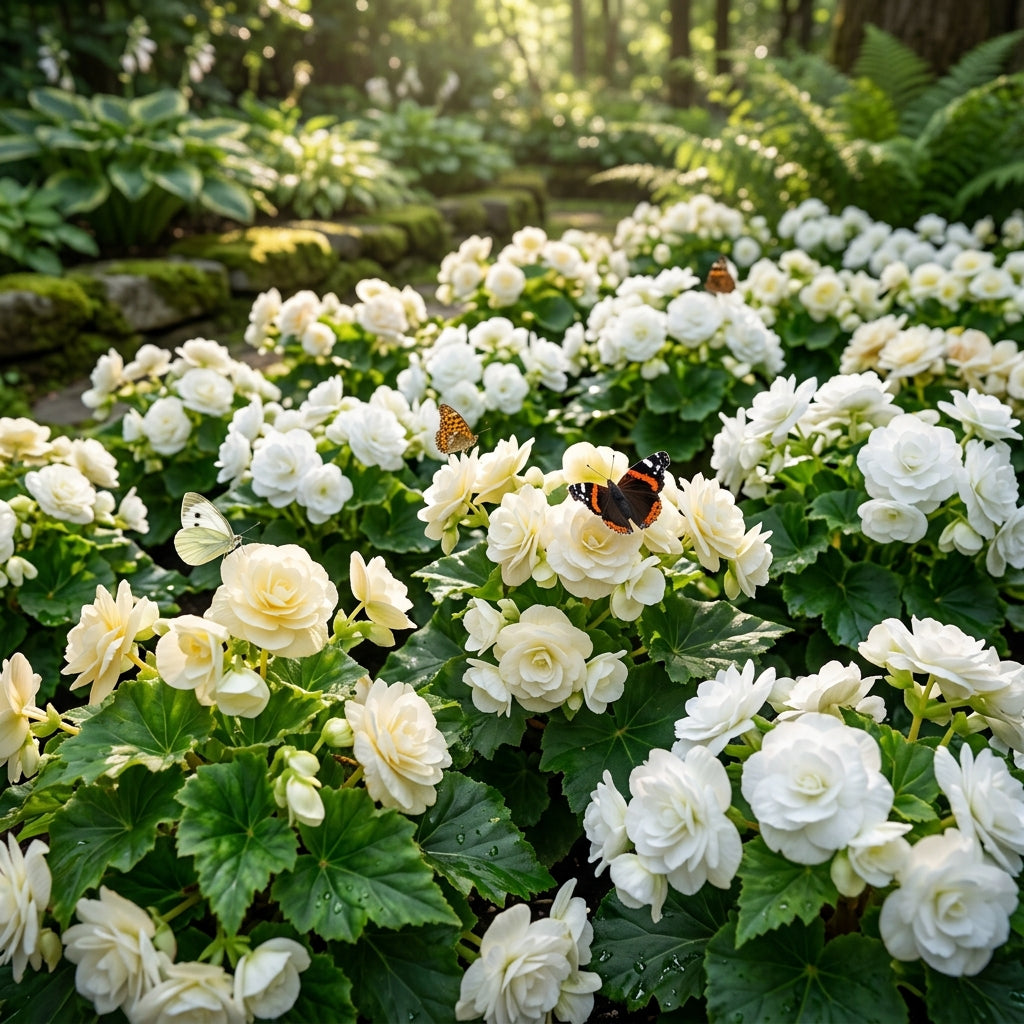 Begonia Tuberosa Double White Seeds - White Begonia Flower Seeds for Garden