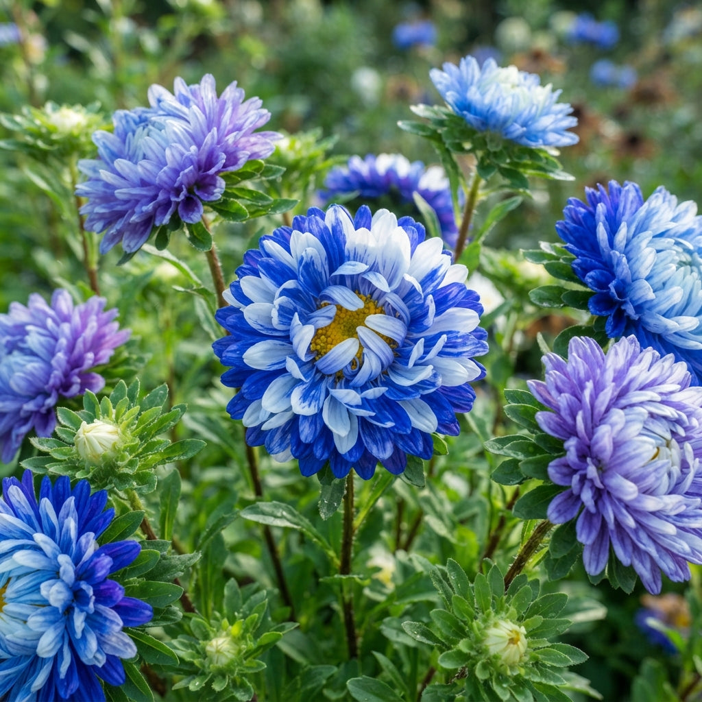 Blue White Aster Flower Seeds - Aster Flower Seeds for Garden