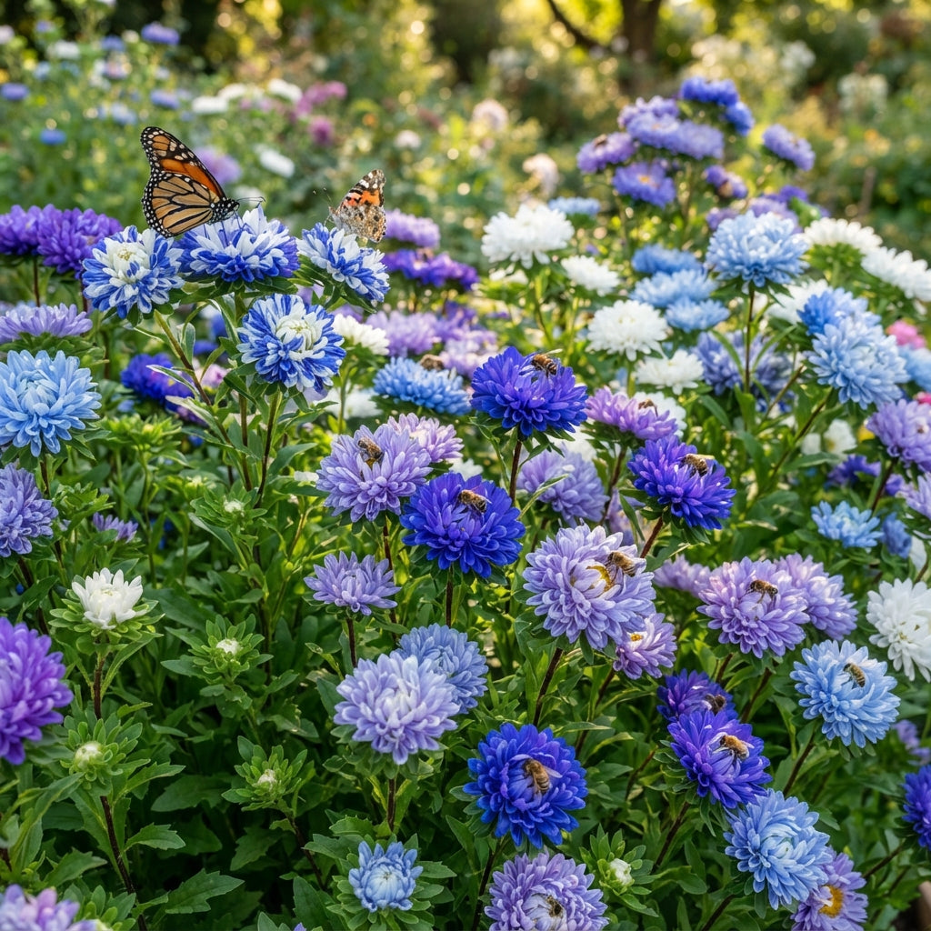 Blue White Aster Flower Seeds - Aster Flower Seeds for Garden