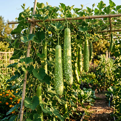Bottle Gourd Speckled Long Green White Seeds – Lauki Seeds