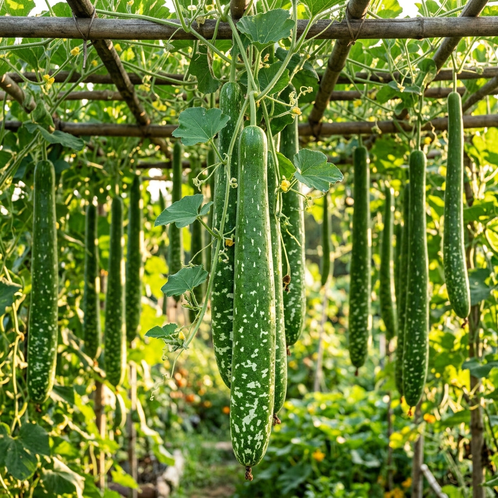 Bottle Gourd Speckled Long Green White Seeds – Lauki Seeds