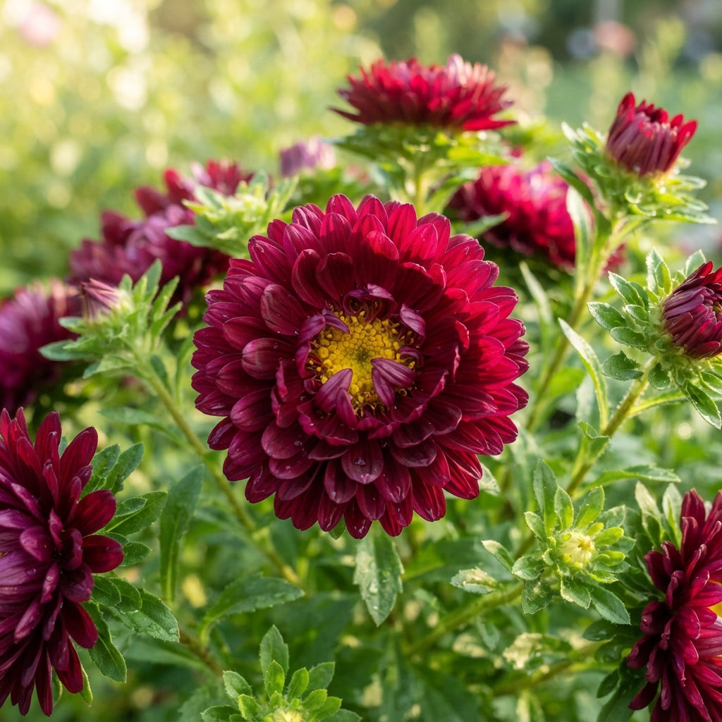 Burgundy Aster Flower Seeds for Garden Planting