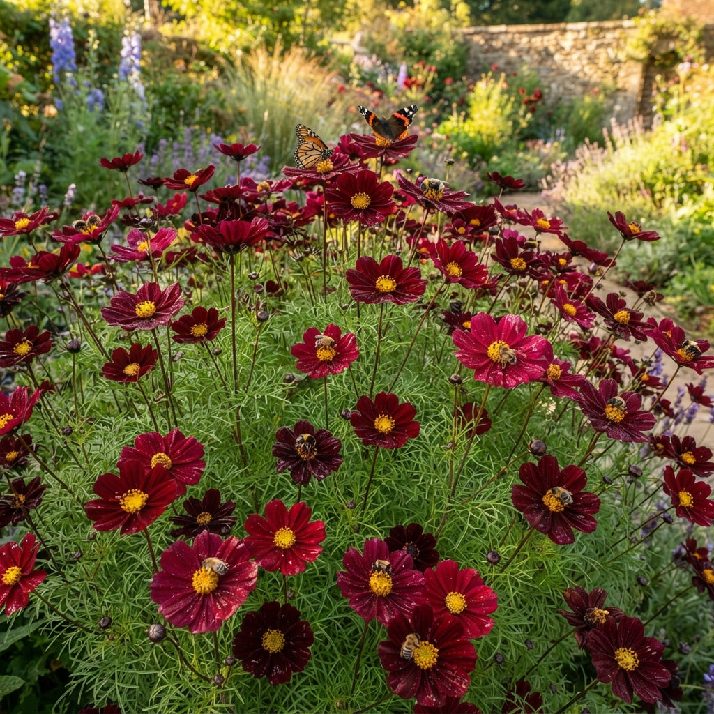 Burgundy Red Cosmos Seeds - Red Cosmos Flower Seeds for Garden