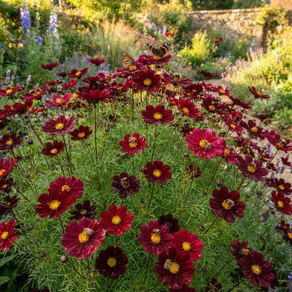 Burgundy Red Cosmos Seeds - Red Cosmos Flower Seeds for Garden