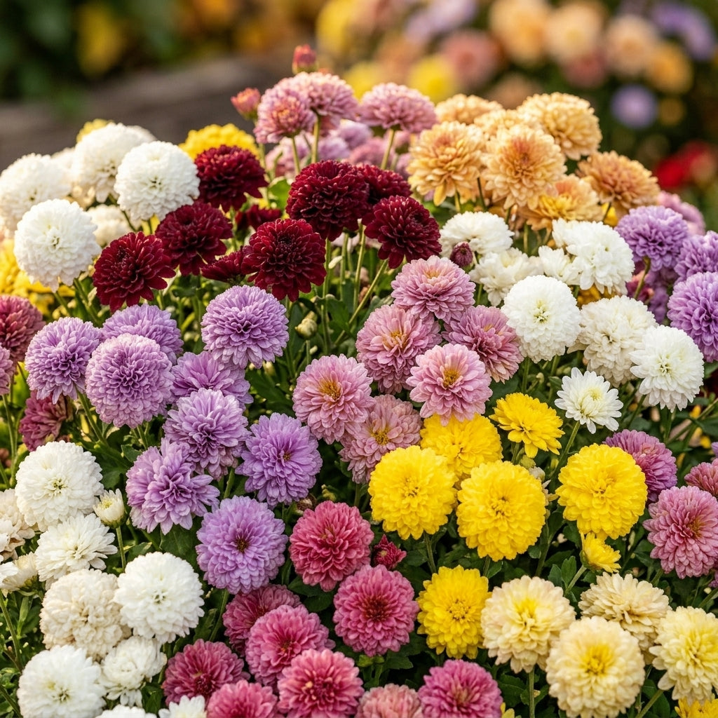 Mixed Color Snowball Chrysanthemum Seeds – Pompon Flower Garden Seeds