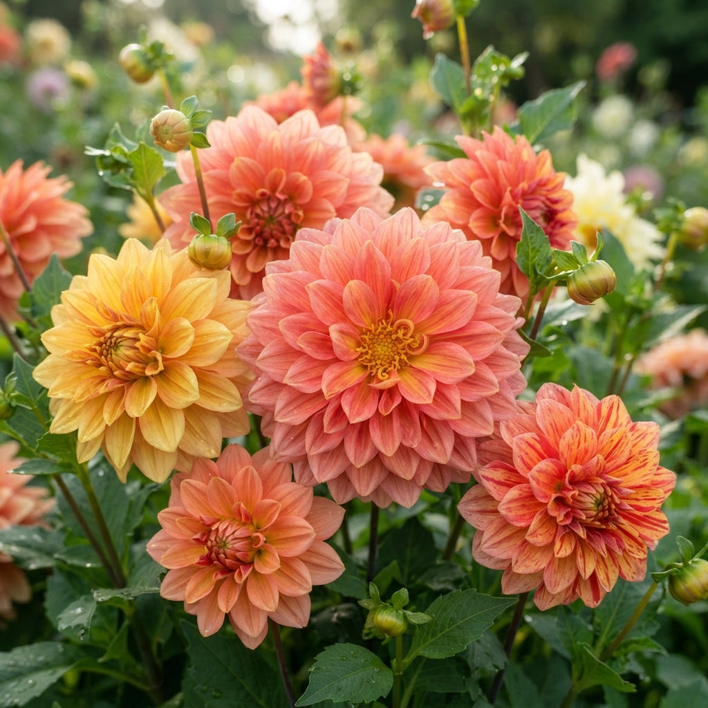Mixed Coral and Gold Dahlia Flower Seeds - Dahlia Flower Seeds for Garden