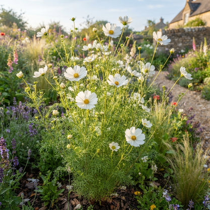 White Cosmos bipinnatus Flower Seeds for Planting