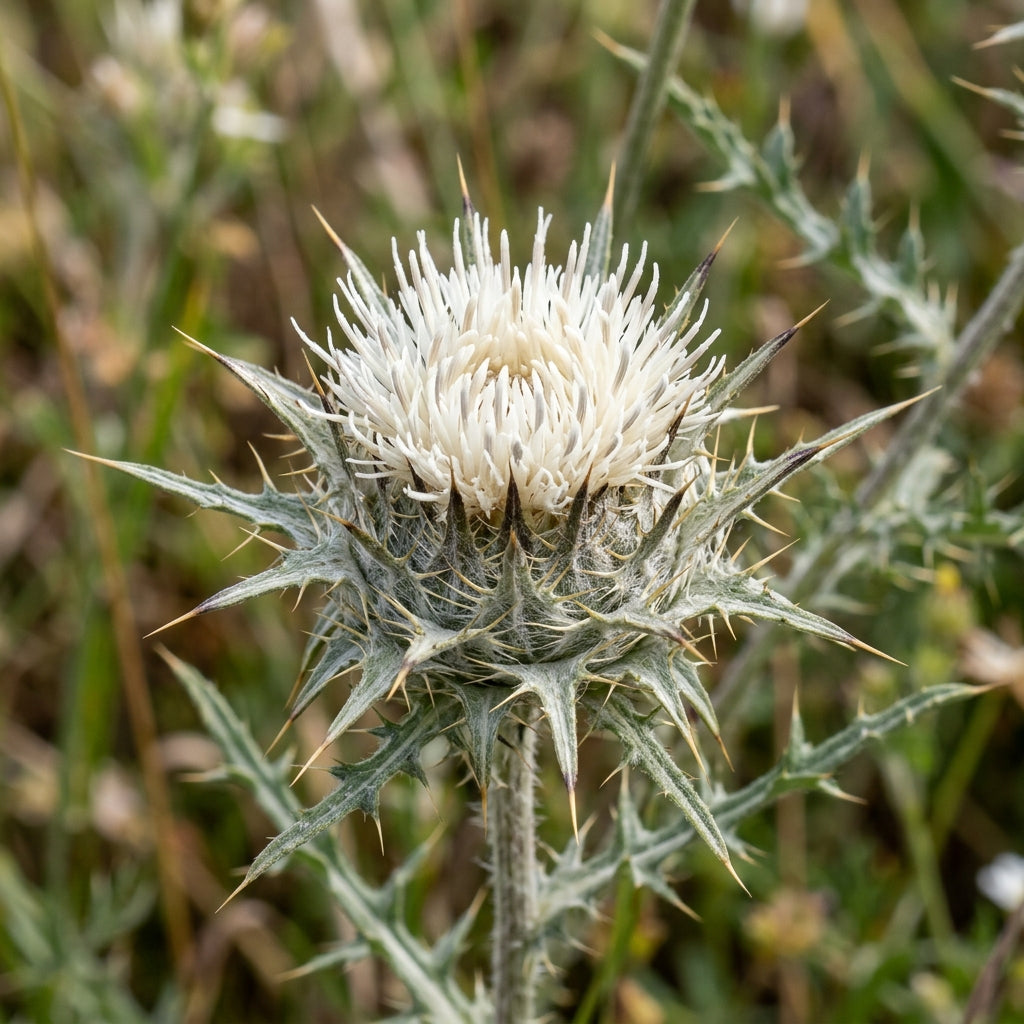 Galactites Tomentosa Alba Seeds – Silvery White Blooms