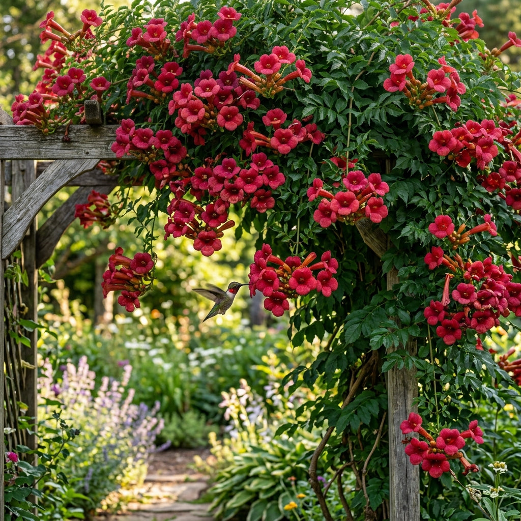 Dark Red Hummingbird Trumpet Vine Seeds for Planting