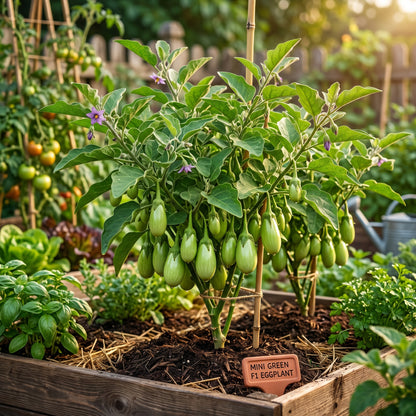 Eggplant Asian Mini Green F1 Seeds – Hybrid Eggplant Seeds for Home Garden