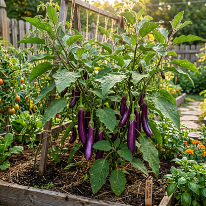 Aubergine Farmer's Long F1 Seeds – Hybrid Eggplant Seeds for Home Garden