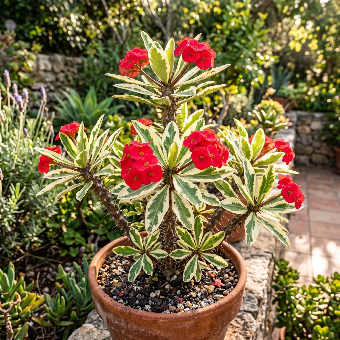Crown of Thorns Plant (Euphorbia milii) – Variegated Euphorbia Plant