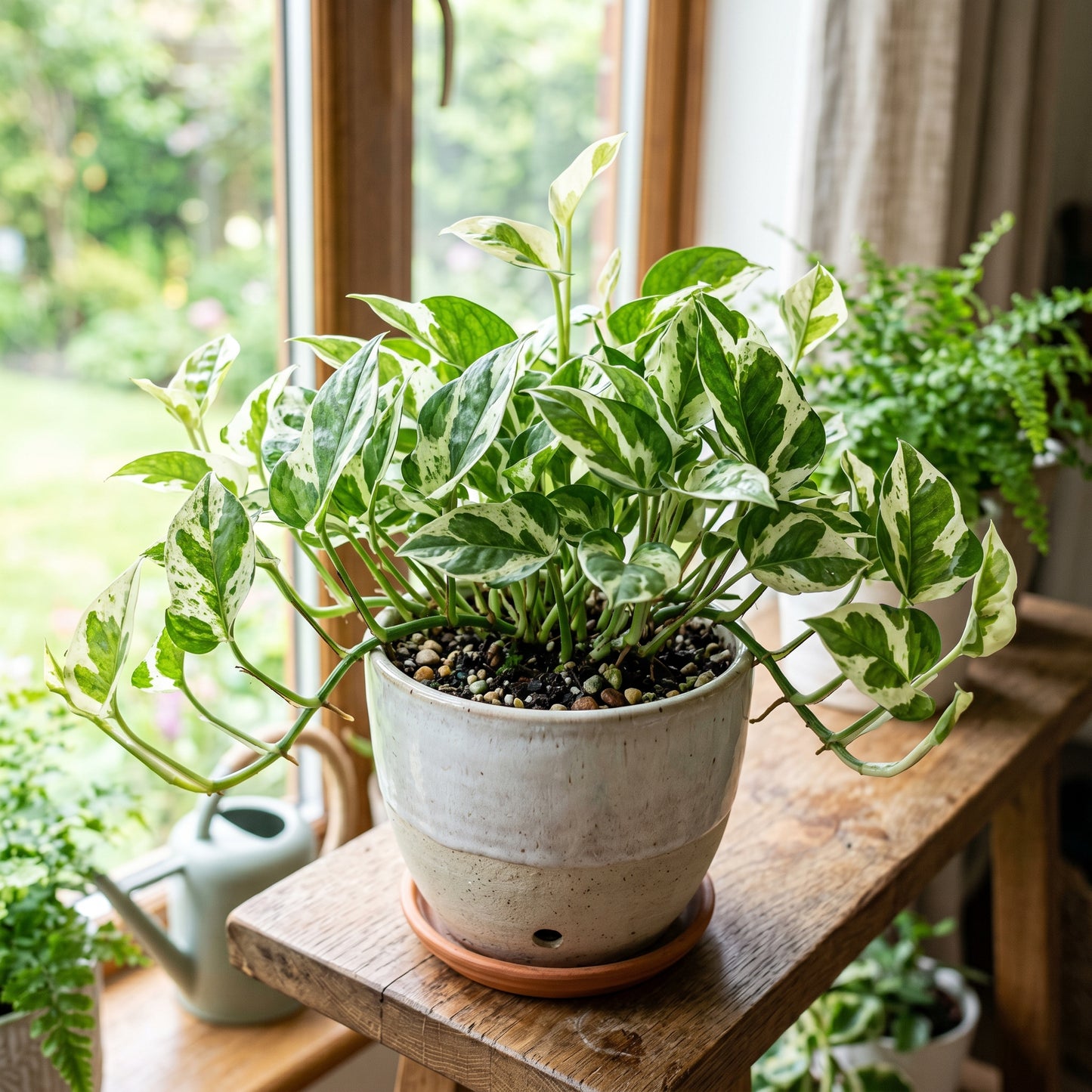 Pothos White & Green Variegated Plant – Indoor Foliage Plant