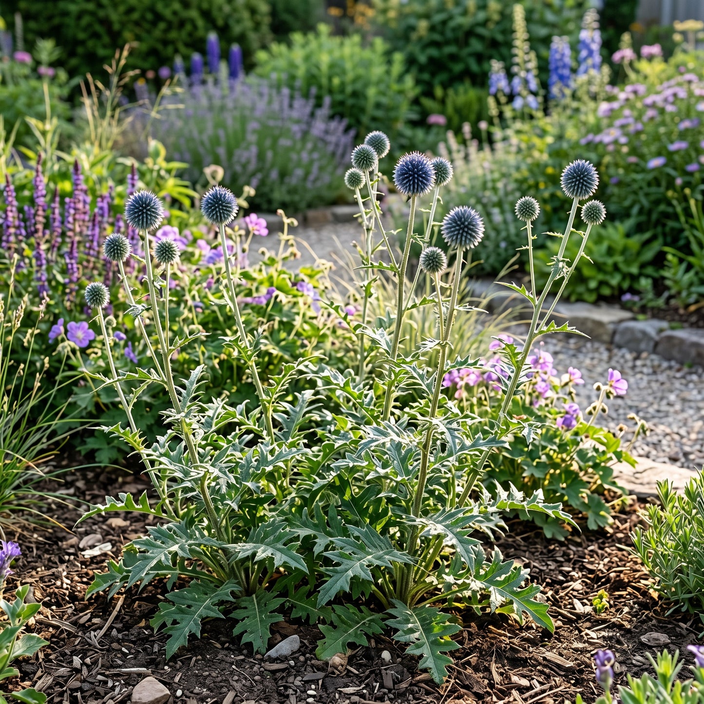 Blue Globe Thistle Root (Echinops bannaticus ‘Veitch’s Blue’) – Live Flowering Plant