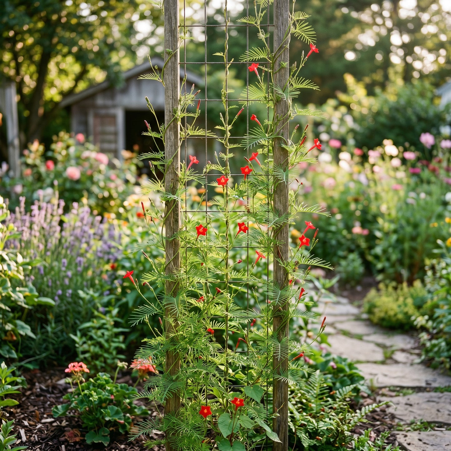 Cypress Vine Seeds (Ipomoea quamoclit) – Hummingbird Vine Flower Seeds
