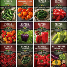 Mixed Pepper Seeds – 12 Variety Heirloom Hot & Sweet Pepper Seed Pack for Home Gardens