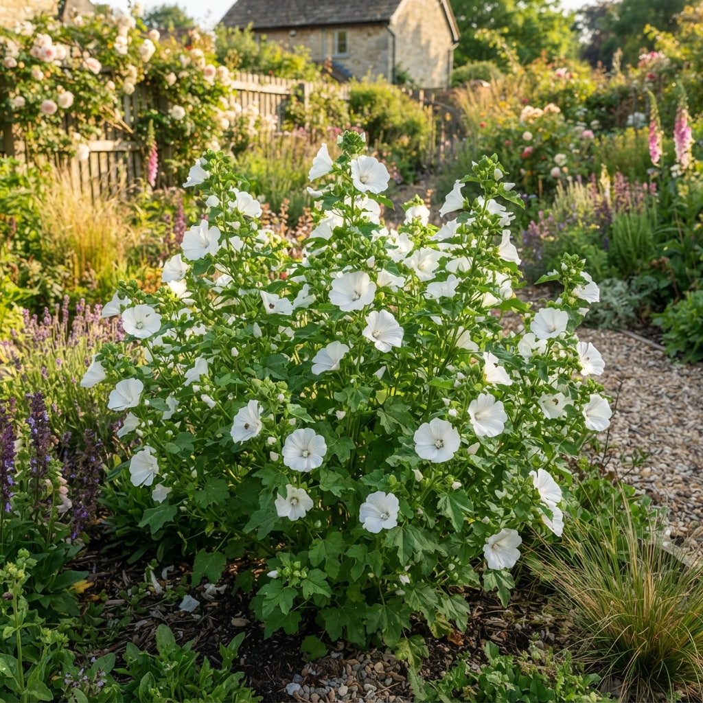 White Malope trifida Flower Seeds for Planting