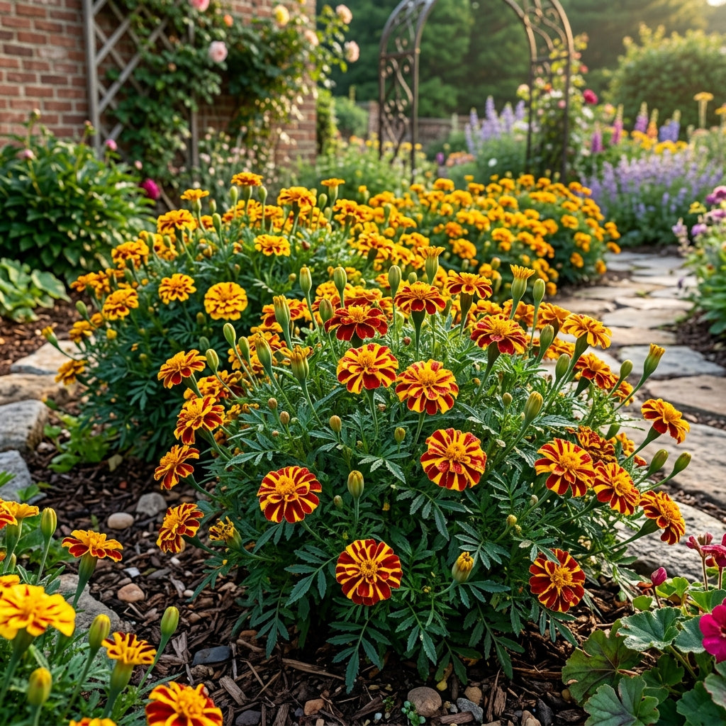 Yellow & Red Striped Bicolor Marigold Seeds for Planting