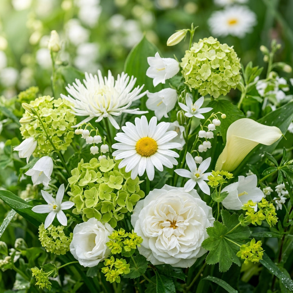 Green and White Mixed Flower Seeds for Planting