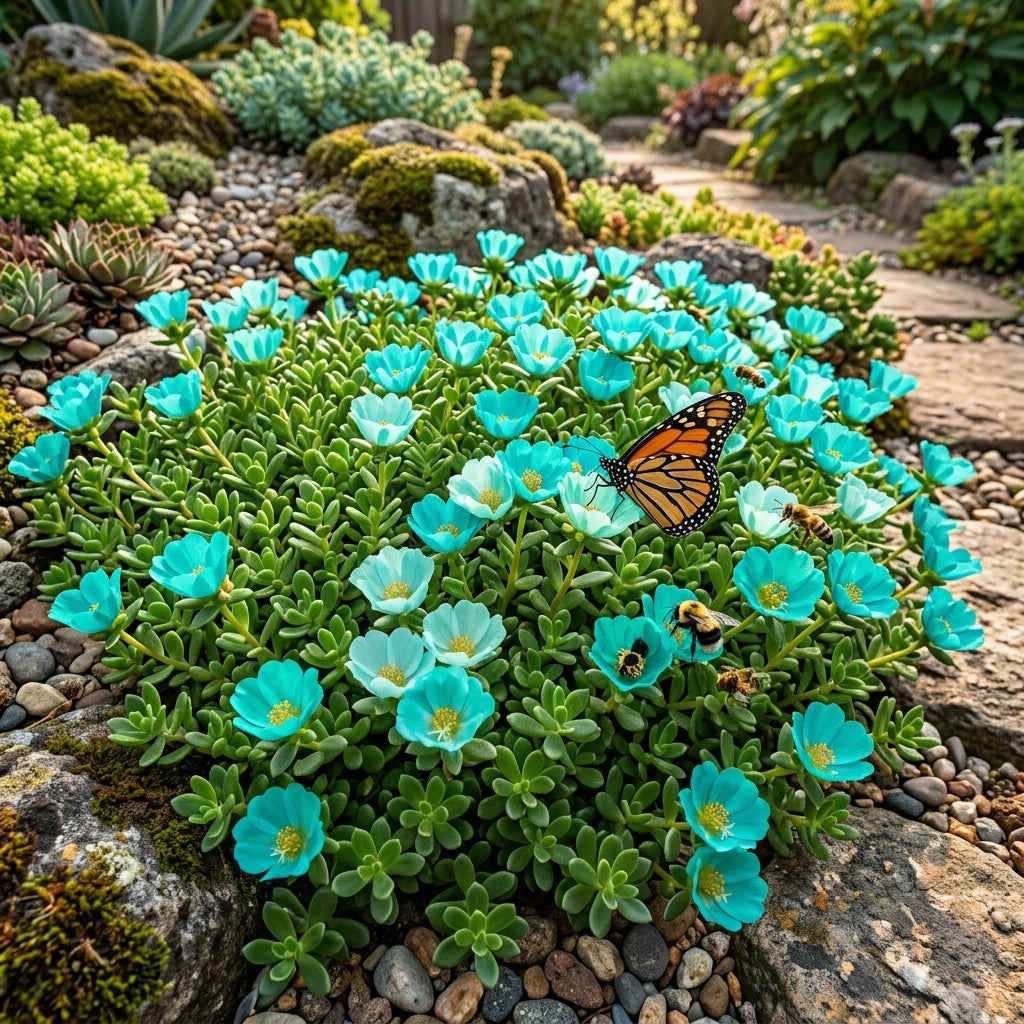Moss Rose Portulaca Turquoise Seeds - Portulaca Flower Seeds for Garden