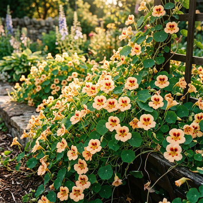 Nasturtium Peach Melba Seeds – Soft Peach Blooms