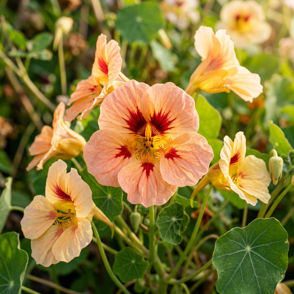 Nasturtium Peach Melba Seeds – Soft Peach Blooms
