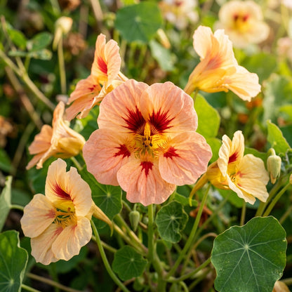 Nasturtium Peach Melba Seeds – Soft Peach Blooms