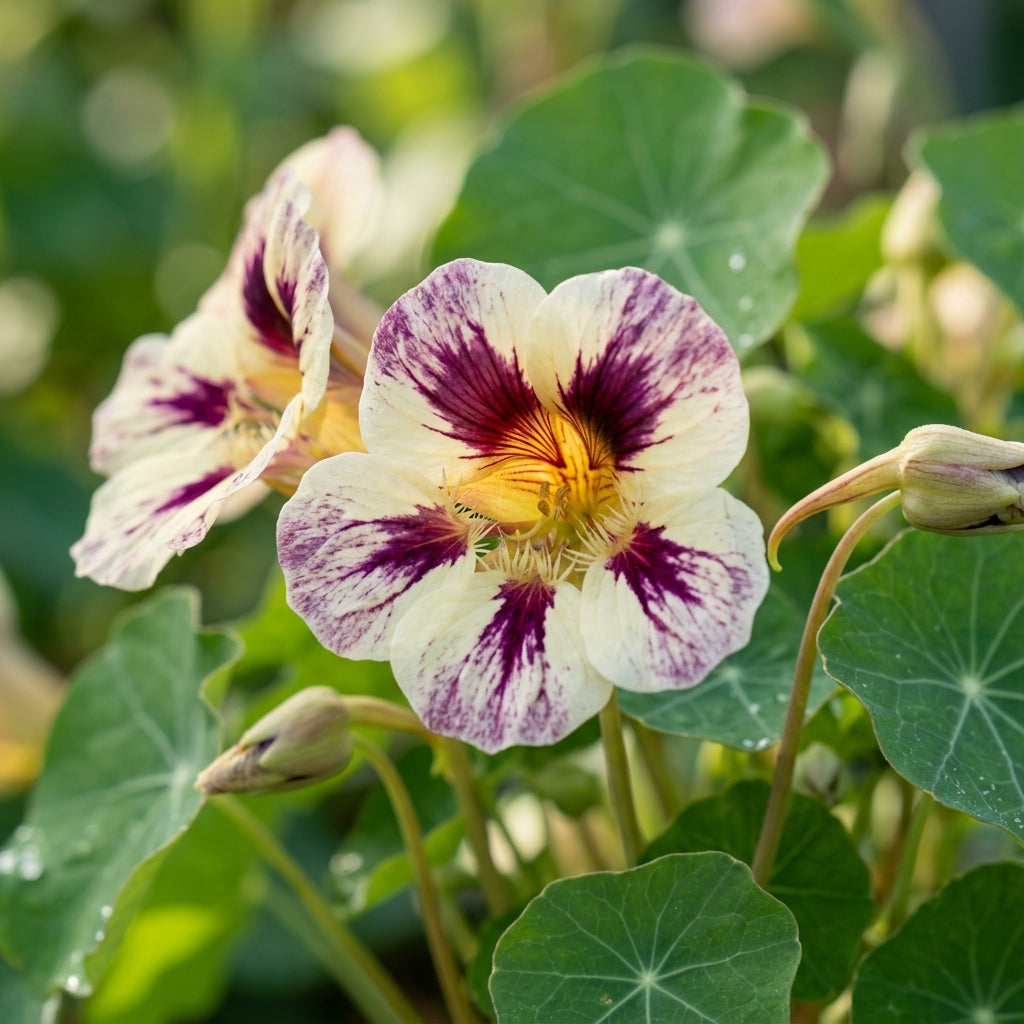 Lady Bird Cream Purple Nasturtium Flower Seeds For Planting