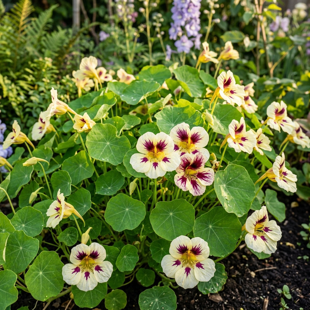 Lady Bird Cream Purple Nasturtium Flower Seeds For Planting