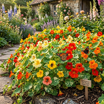 Nasturtium Tom Thumb Alaska Mix Flower Seeds For Planting