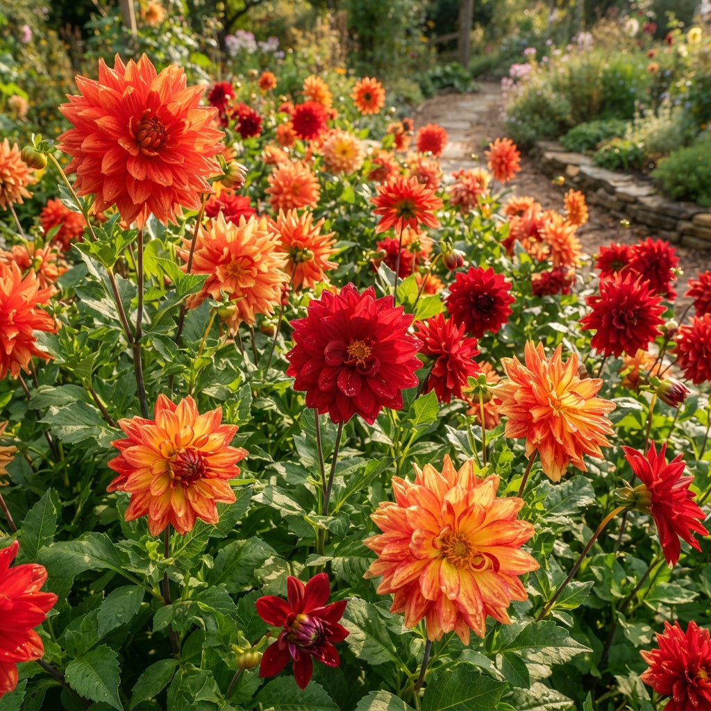 Mixed Orange and Red Dahlia Flower Seeds for Garden Planting
