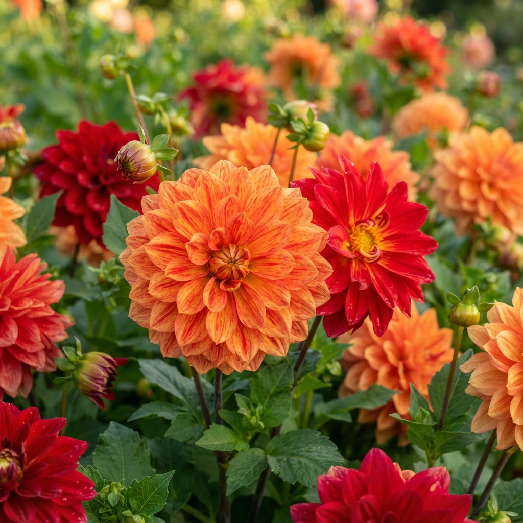 Mixed Orange and Red Dahlia Flower Seeds for Garden Planting