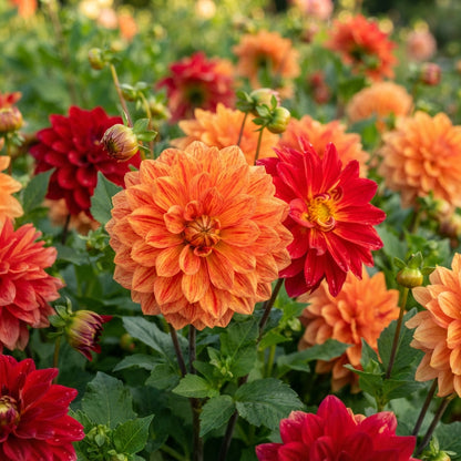 Mixed Orange and Red Dahlia Flower Seeds for Garden Planting