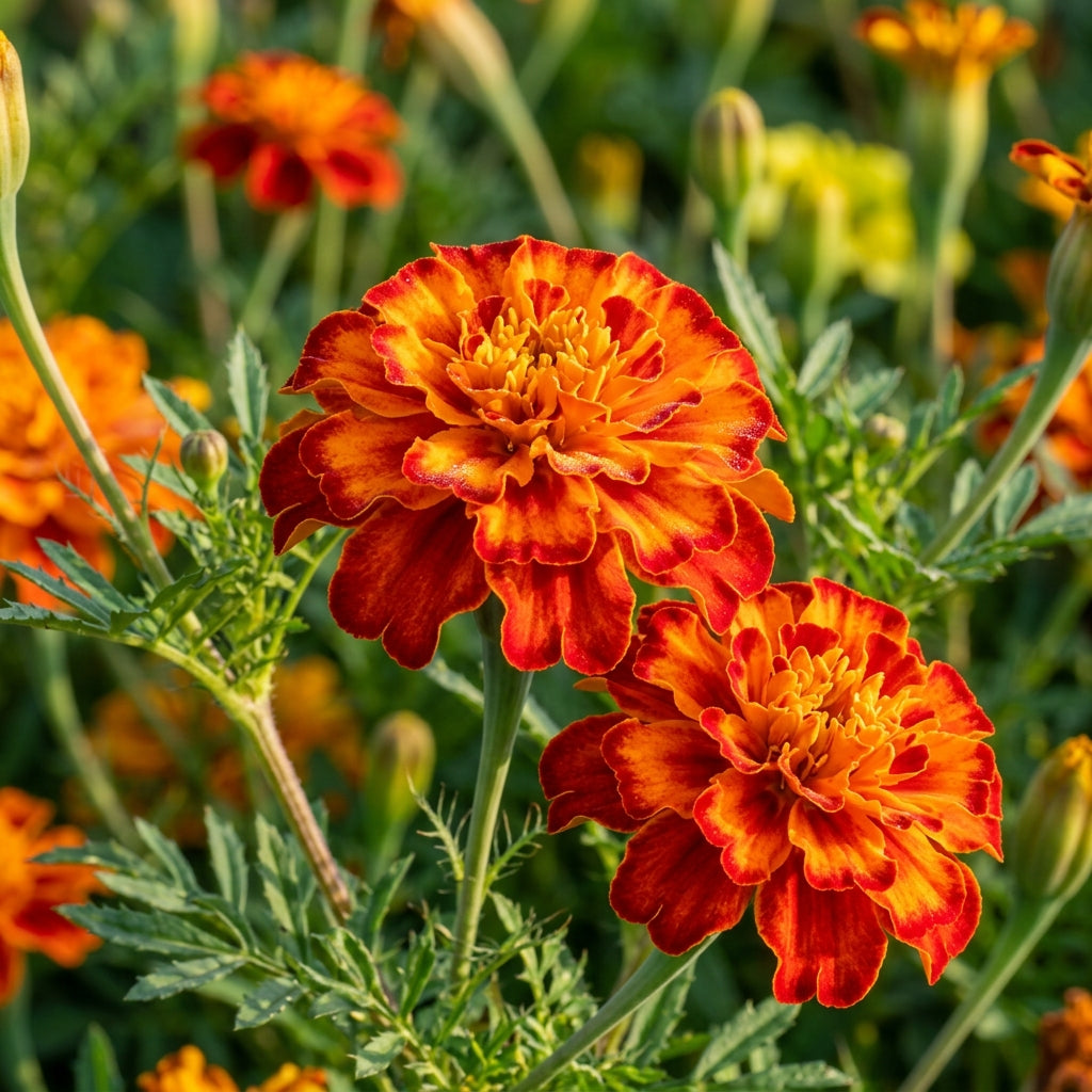 Orange with Red Edges Marigold Seeds – Vibrant Garden Flowers