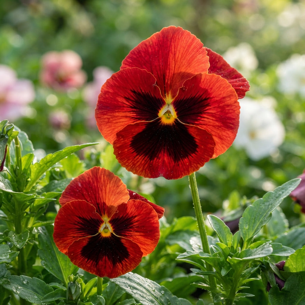 Pansy Scarlet Red Blotch F1 Flower Seeds for Planting