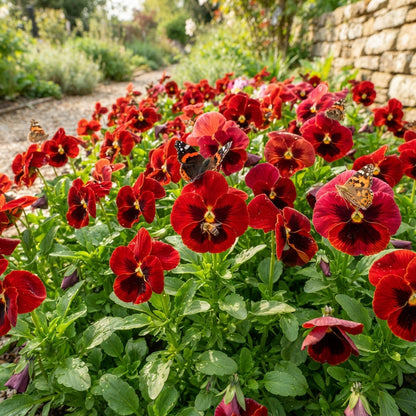 Pansy Scarlet Red Blotch F1 Flower Seeds for Planting
