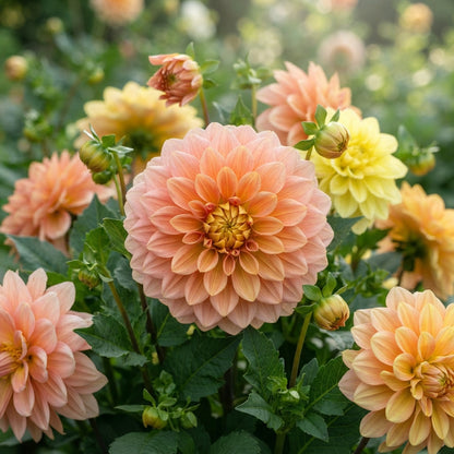 Mixed Peach and Yellow Dahlia Flower Seeds - Dahlia Flower Seeds for Garden