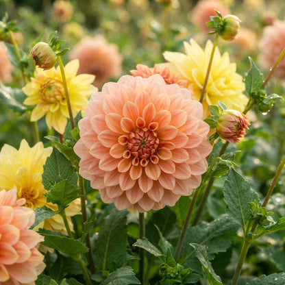 Mixed Peach and Yellow Dahlia Flower Seeds - Dahlia Flower Seeds for Garden
