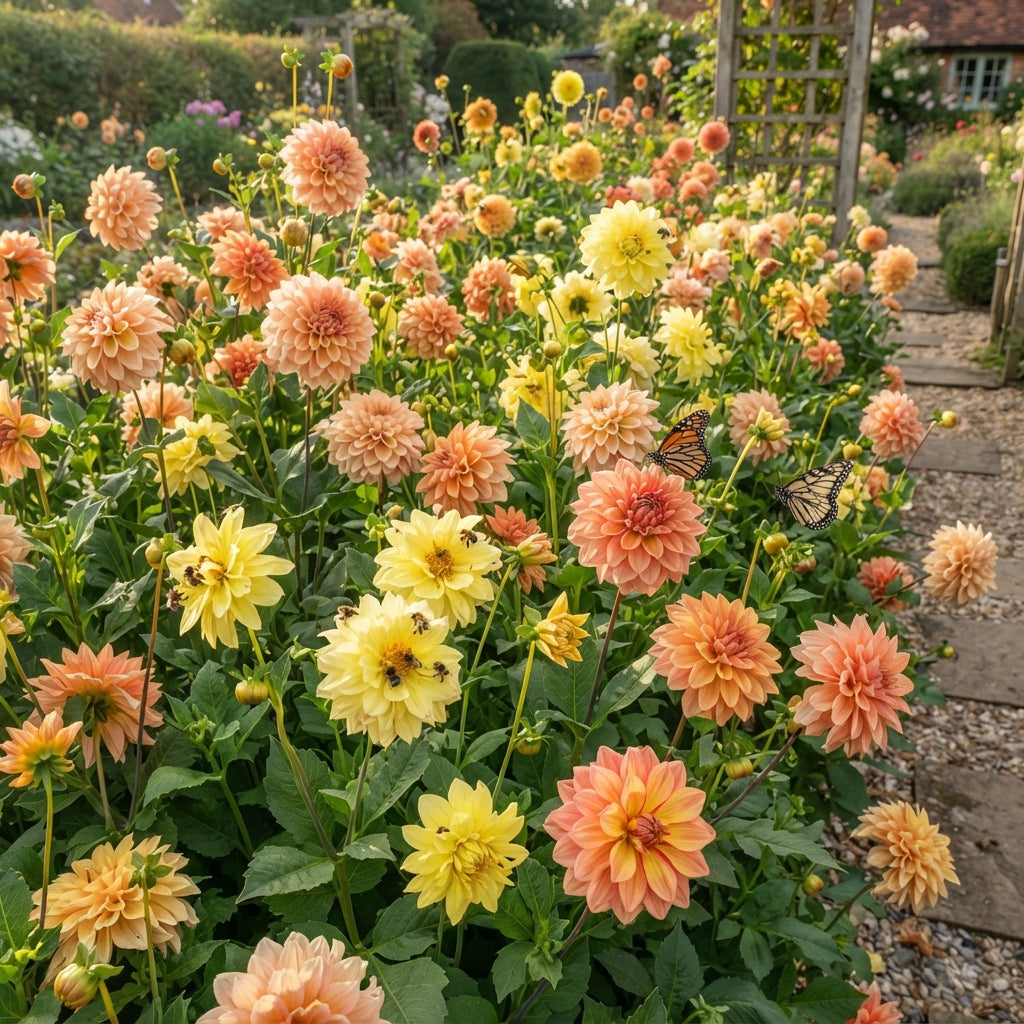 Mixed Peach and Yellow Dahlia Flower Seeds - Dahlia Flower Seeds for Garden