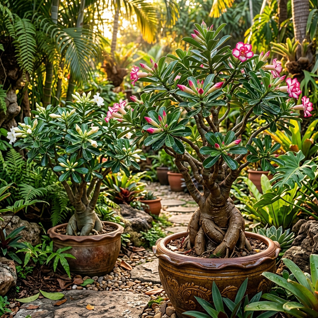 Pink and White Adenium obesum (Desert Rose) Flower Seeds for Planting