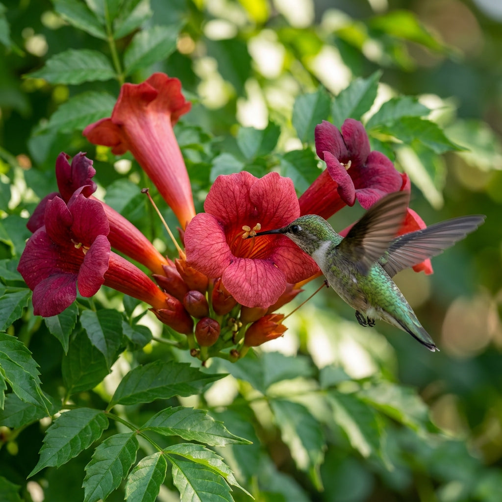 Dark Red Hummingbird Trumpet Vine Seeds for Planting