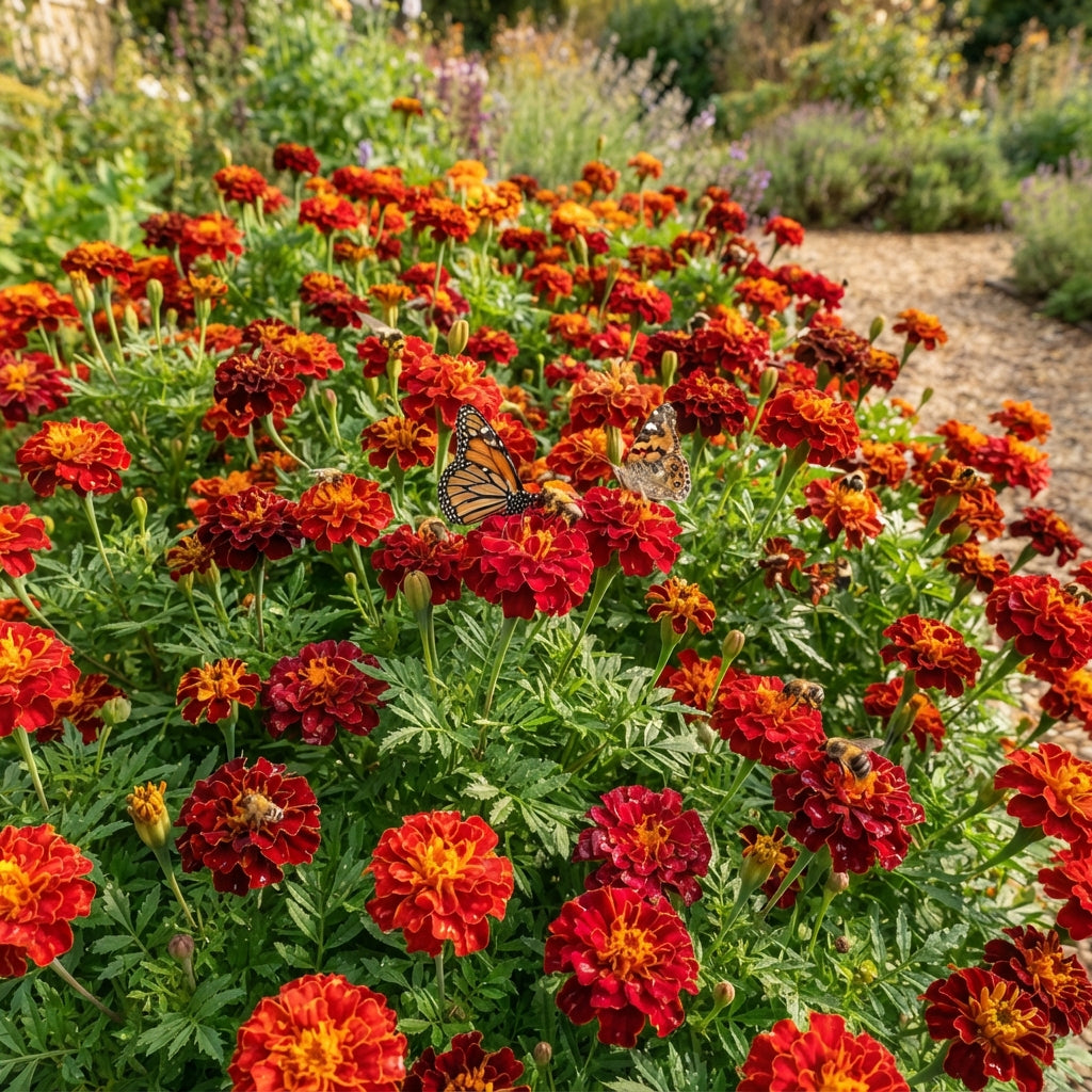 Marigold Tagetes Red Seeds - Red Marigold Flower Seeds for Garden