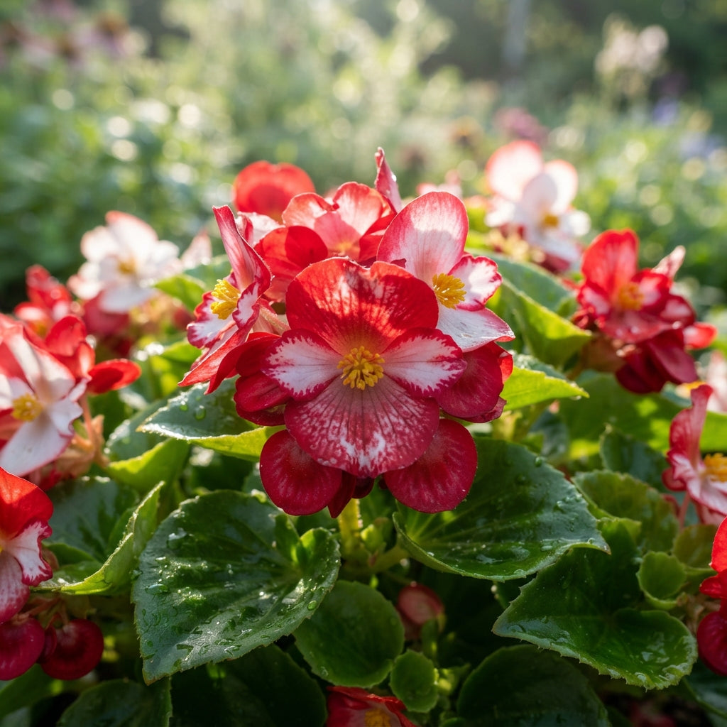 Red White Begonia Flower Seeds - Bicolor Begonia Flower Seeds for Garden