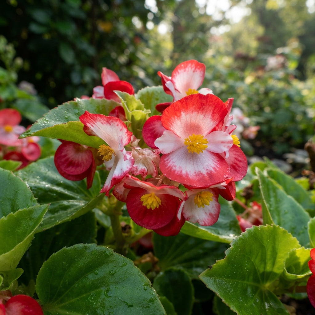 Red White Begonia Flower Seeds - Bicolor Begonia Flower Seeds for Garden