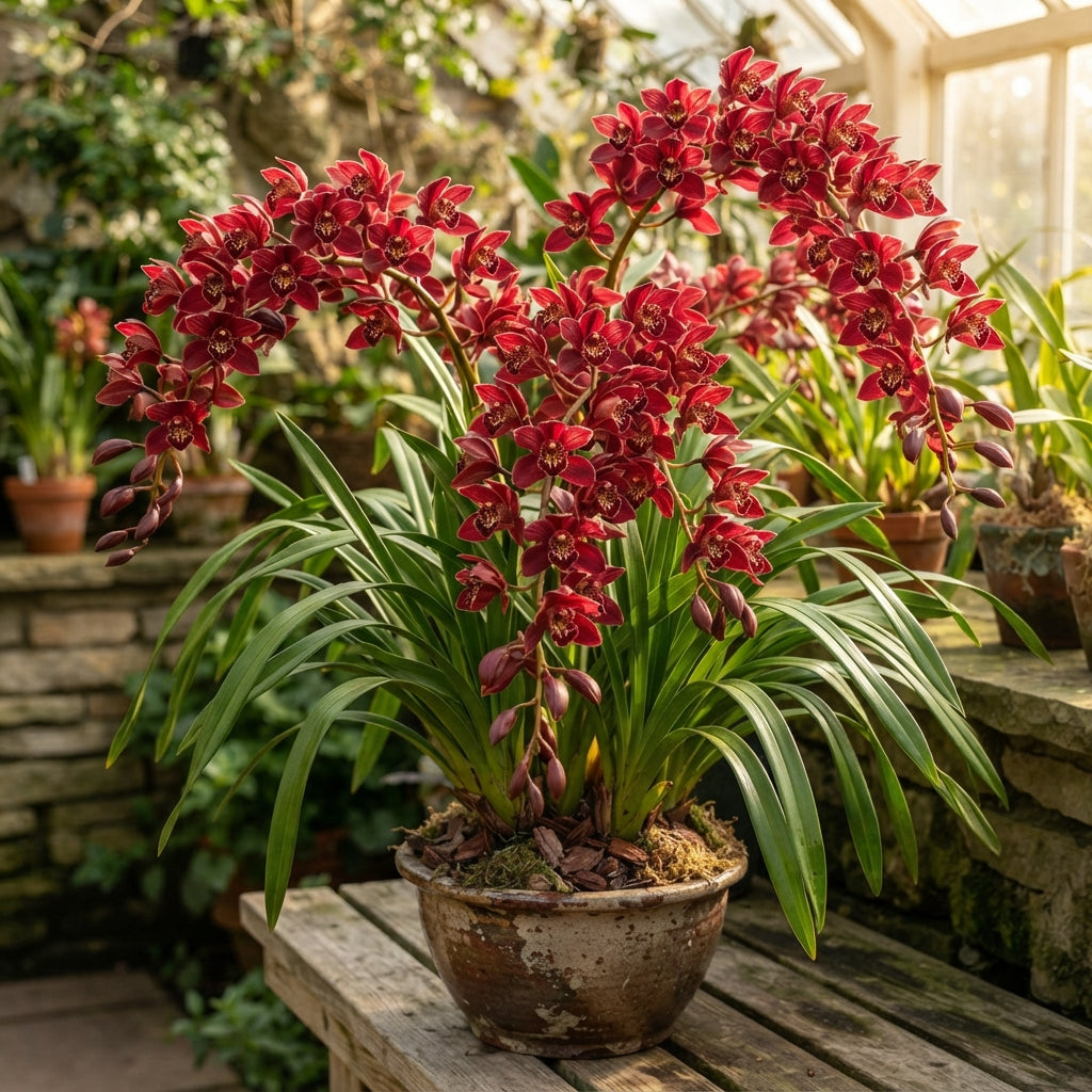 Red Chinese Cymbidium Orchid Flower Seeds
